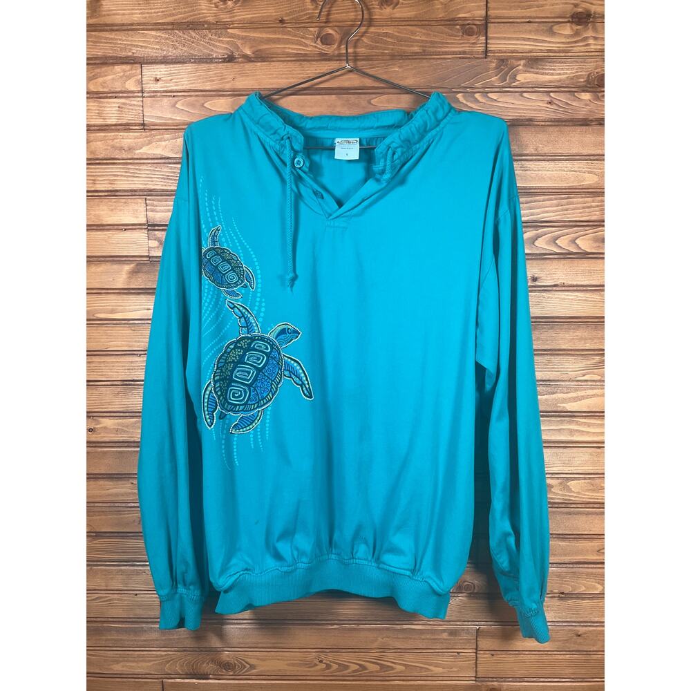 Crazy Shirts Vintage Single Stitch Sea Turtle Tide Hawaii Pull Over Small Pockts